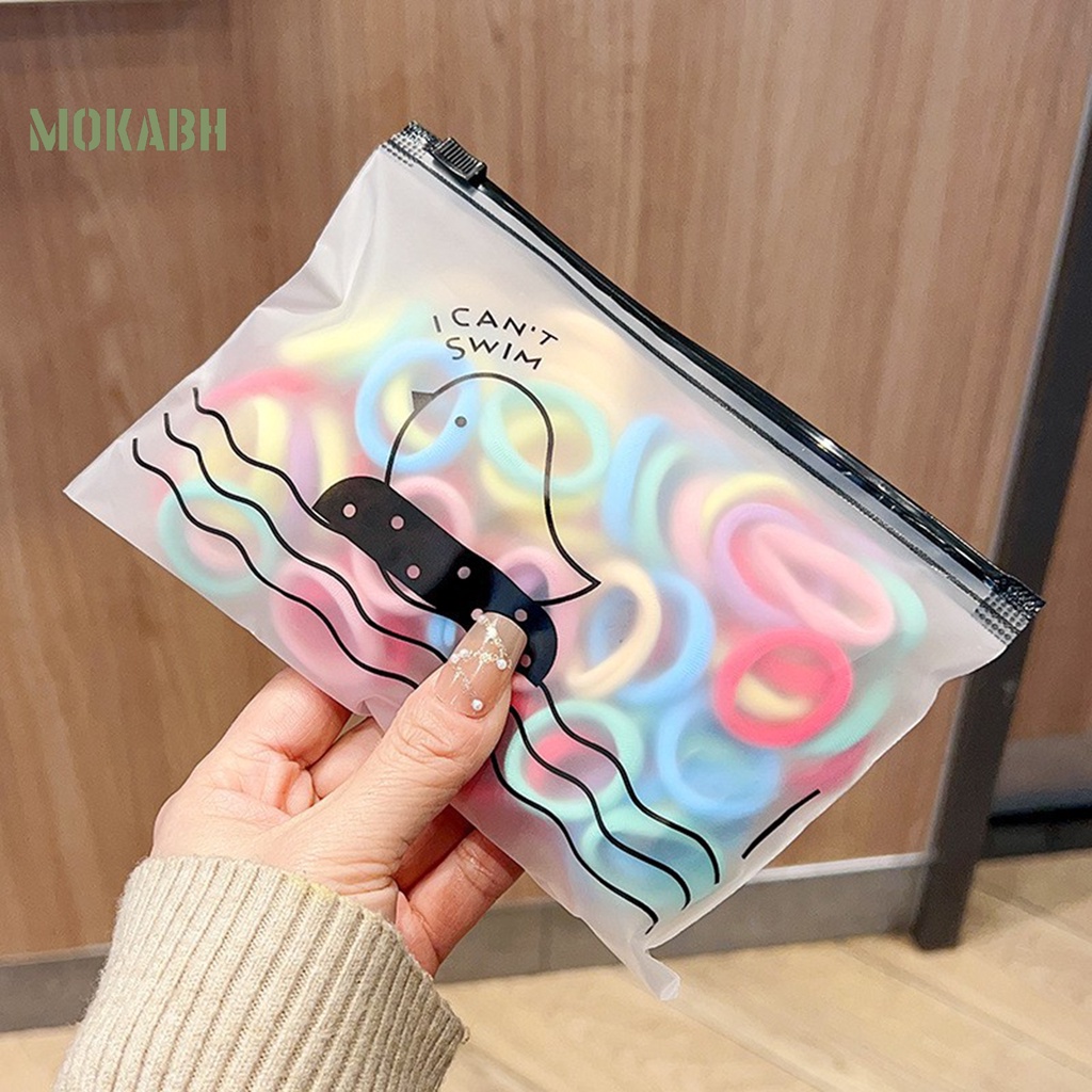 Bộ 100 Dây Cột Tóc Co Giãn Chống Rơi Màu Sắc Ngọt Ngào Xinh Xắn Cho Bé Gái