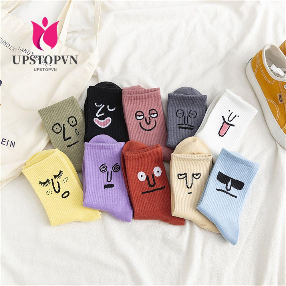 Vớ Họa Tiết Biểu Tượng Cảm Xúc Vui Nhộn Màu Sắc Đơn Giản Thoáng Khí