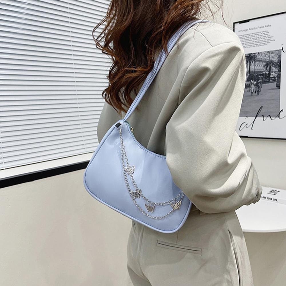 Túi Đeo Vai Màu Trơn Họa Tiết Bướm Phong Cách Retro Thời Trang Cho Nữ O4X3
