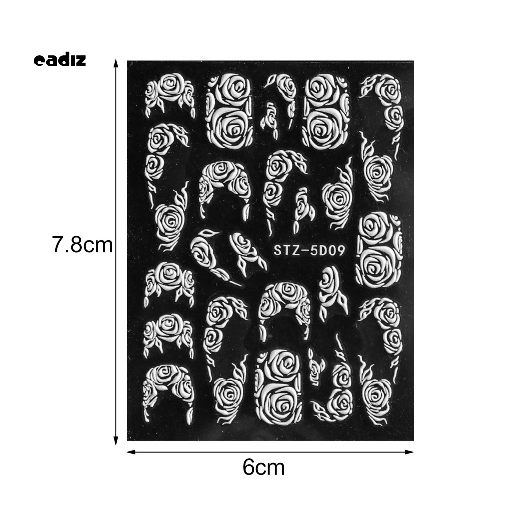 Bộ 8 Miếng Dán Họa Tiết 3D Tinh Tế Thân Thiện Với Môi Trường Trang Trí Móng Tay DIY