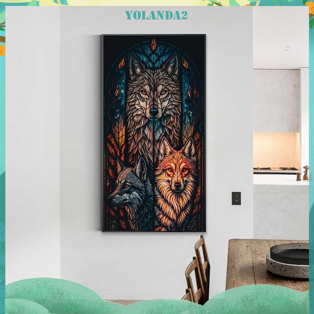 Tranh Đính Đá Kim Cương Toàn Bộ 5D DIY Hình Vẽ Sói Trang Trí Nhà Cửa