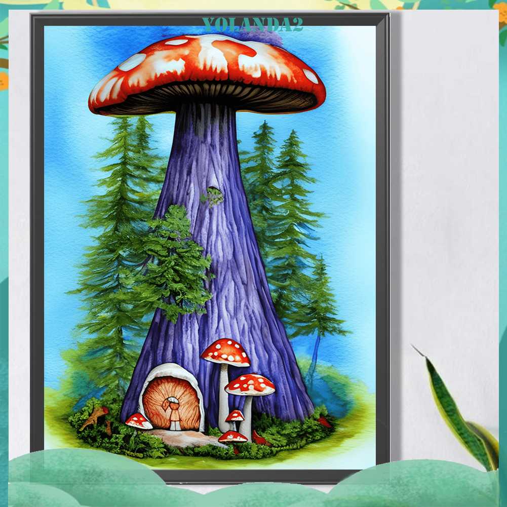 Tranh Đính Đá Kim Cương Toàn Bộ 5D DIY Hình Vẽ Nấm Trang Trí Nhà Cửa