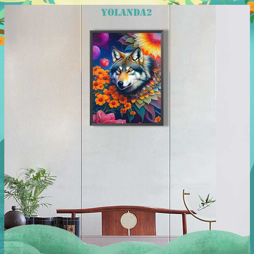 Tranh Đính Đá Kim Cương Toàn Bộ 5D DIY Hình Vẽ Sói Trang Trí Nhà Cửa
