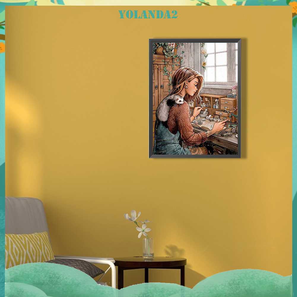 Tranh Đính Đá Kim Cương Toàn Bộ 5D DIY Hình Vẽ Cô Gái Trang Trí Nhà Cửa