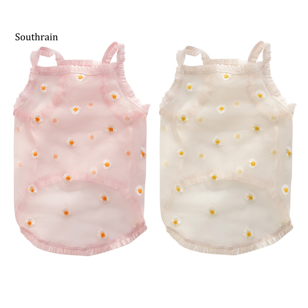 Đầm Không Tay Phối Lưới Siêu Mỏng Thoáng Khí Thời Trang Mùa Hè Cho Cún Cưng