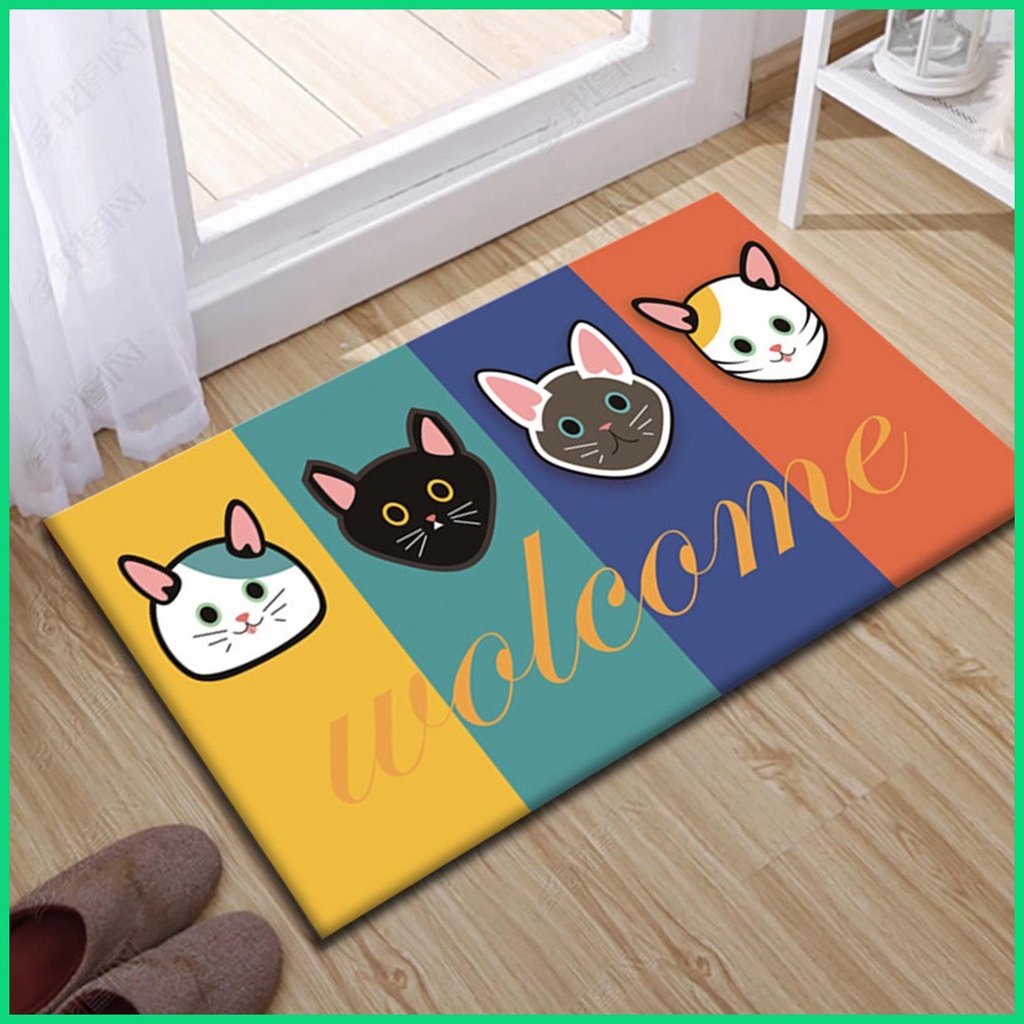 Thảm Chùi Chân Siêu Mềm Chống Trượt Thấm Hút Nước Hình Mèo Hoạt Hình Dành Cho Phòng Tắm