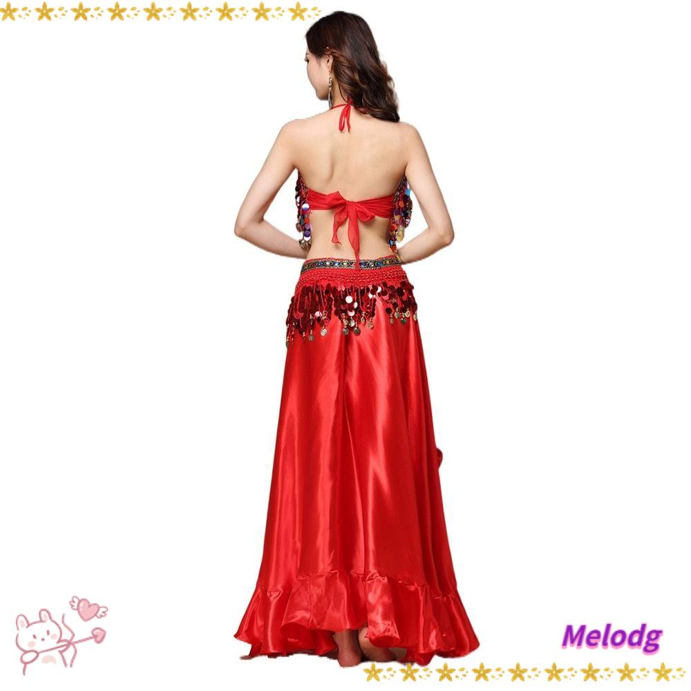 Bộ Trang Phục Múa Bụng 3 Món Đính Kim Sa Lấp Lánh Dành Cho Nữ