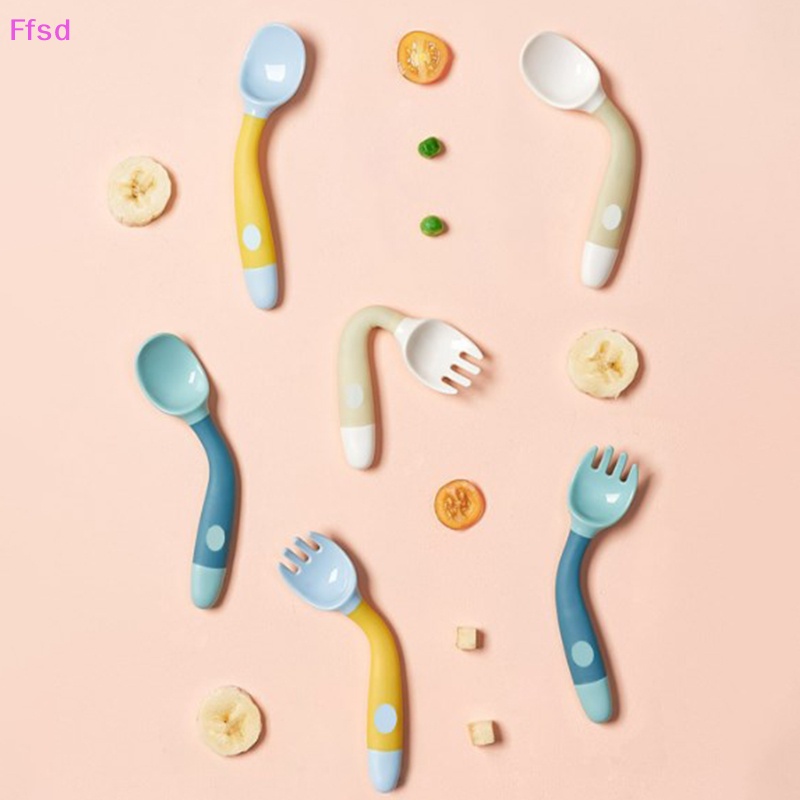 {Ffsd} Bộ Muỗng Nĩa Silicon Tập Ăn Cho Bé