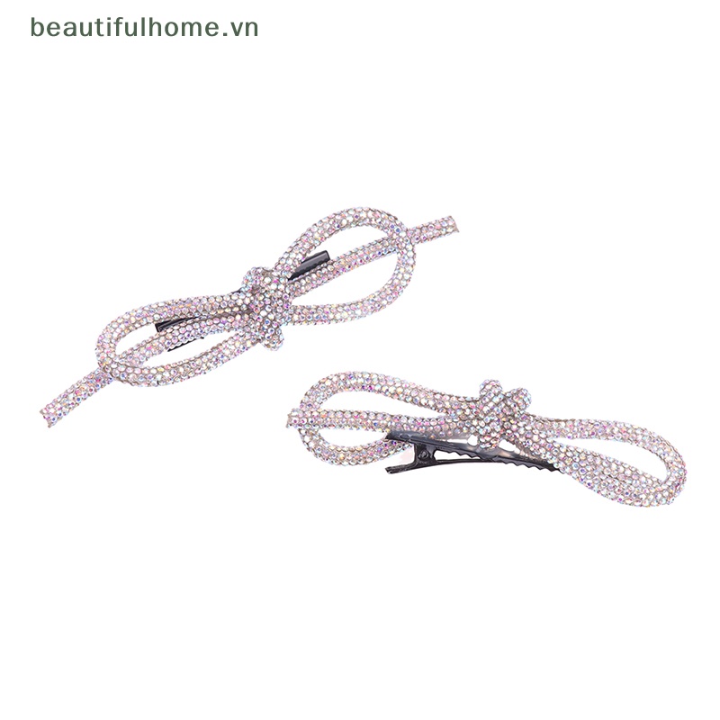 Bộ 2 Kẹp Tóc Hình Nơ Đính Đá Xinh Xắn