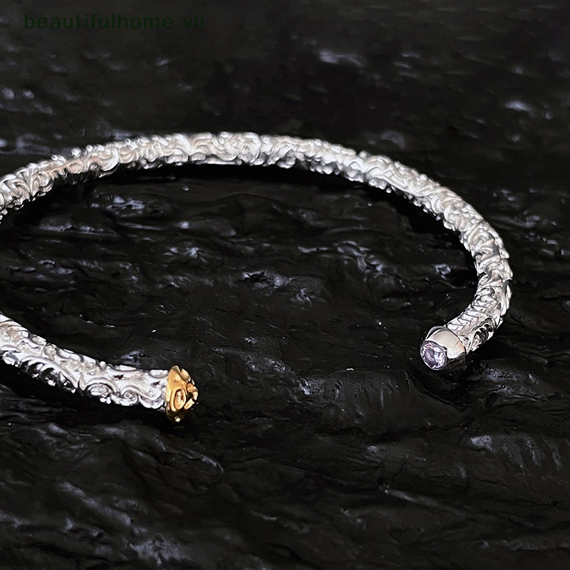 [beautifulhome] Vòng Tay Hở Đính Hạt Lấp Lánh Thời Trang Punk Rock Cá Tính [beauty]