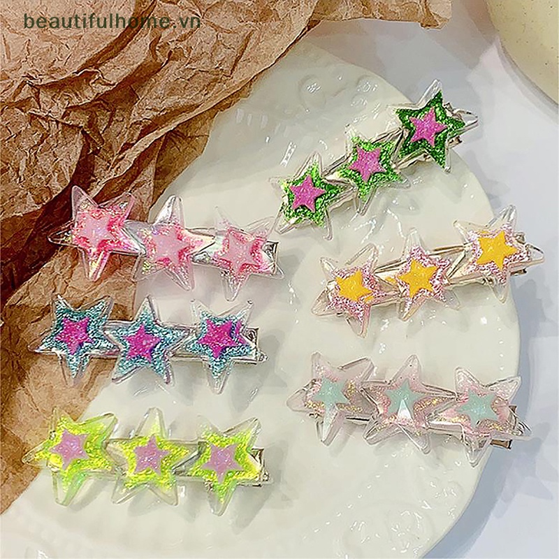 Kẹp Tóc Hình Ngôi Sao Trong Suốt Lấp Lánh Nhiều Màu Sắc Ngọt Ngào Sáng Tạo Cho Nữ