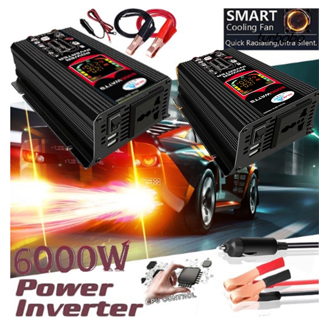 Bộ Chuyển Đổi Nguồn Điện 6000W DC12V Sang AC220V / 110V Màn Hình LCD Thông Minh Cho Xe Hơi