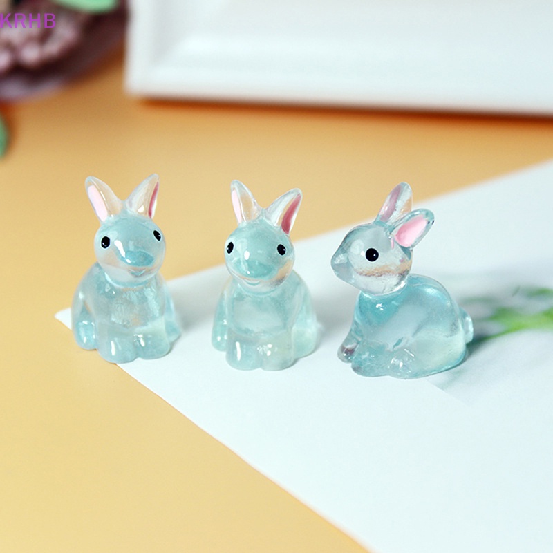 Set 5 Chú Thỏ Mini Bằng Nhựa Phát Quang Trang Trí Vườn Nhà Độc Đáo Mới