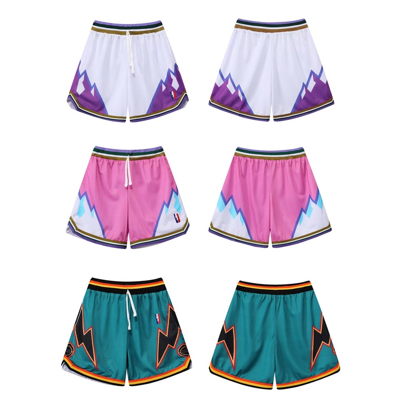 Quần Short Thể Thao Phối Lưới Hai Lớp Thoáng Khí Phong Cách Retro Cho Nam Nữ