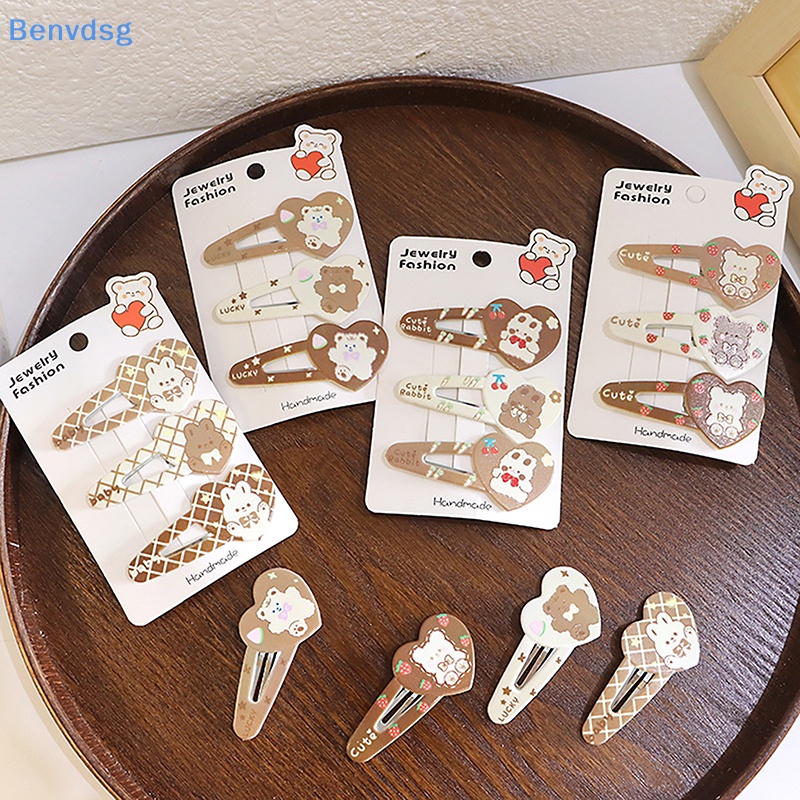 Bộ 3 Kẹp Tóc Hình Gấu Hoạt Hình Dễ Thương Cho Bé Gái