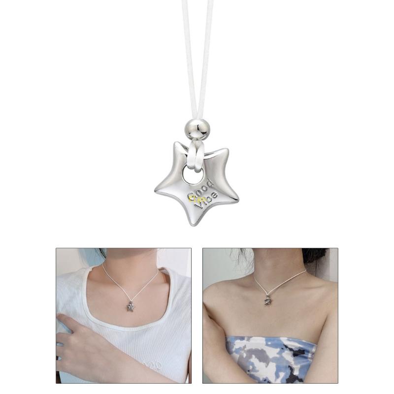 Flgo Vòng Cổ Kim Loại Rỗng Mặt Ngôi Sao Năm Cánh Lớn Phong Cách Punk Hip Hop Cho Nữ Y2K Niche