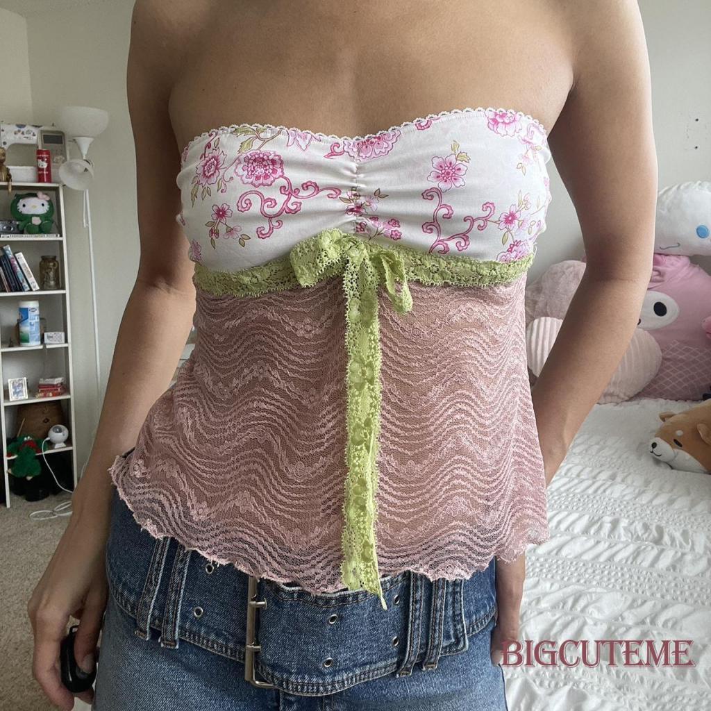 Áo Ống Ren Hoa Mùa Hè Dạo Phố Cá Tính Cho Nữ