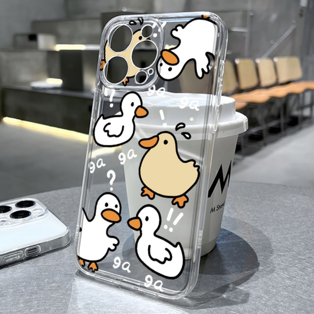 Ốp Điện Thoại TPU Mềm Chống Dấu Vân Tay In Hình Vịt Hoạt Hình Cho IPhone 11 14 13 12 Pro Max XS XR 7 8 Plus