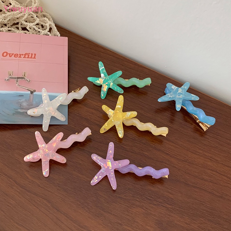 Kẹp Tóc Nữ Hình Sao Biển Lá Vàng Gợn Sóng Thời Trang Mới