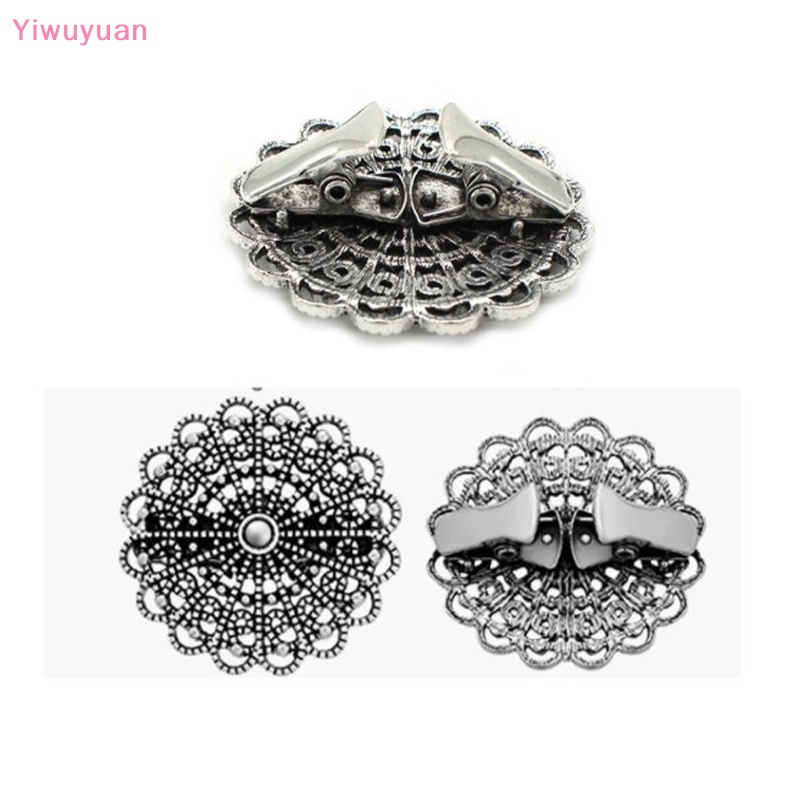 < Yiwuyuan > Kẹp Cài Áo Khoác Cardigan Dệt Kim Hình Tròn Họa Tiết Hoa Rỗng Vintage Cho Nữ Mới