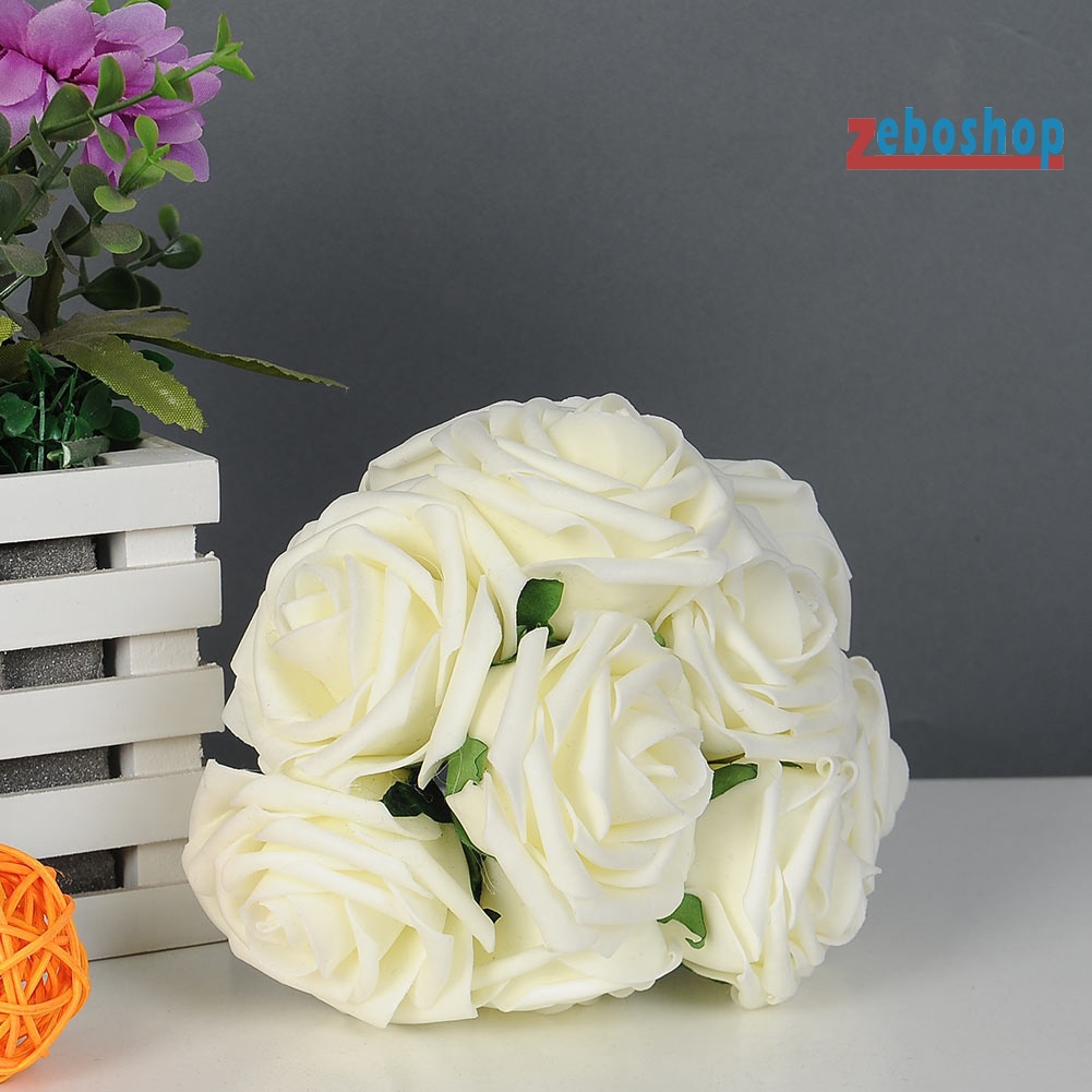 Set 10 Bông Hoa Hồng PE Nhân Tạo DIY Trang Trí Nhà Ở / Tiệc Cưới