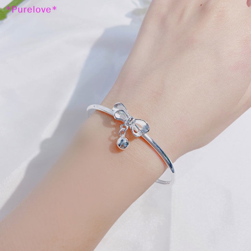 Vòng Đeo Tay Mạ Bạc Hình Nơ Có Thể Điều Chỉnh Kích Thước Dành Cho Nữ Mới