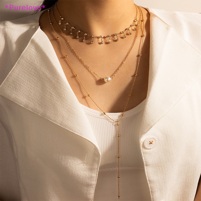 Vòng cổ Nhiều Lớp Đính Đá Zircon Phong Cách Boho Thời Trang Cho Nữ Mới