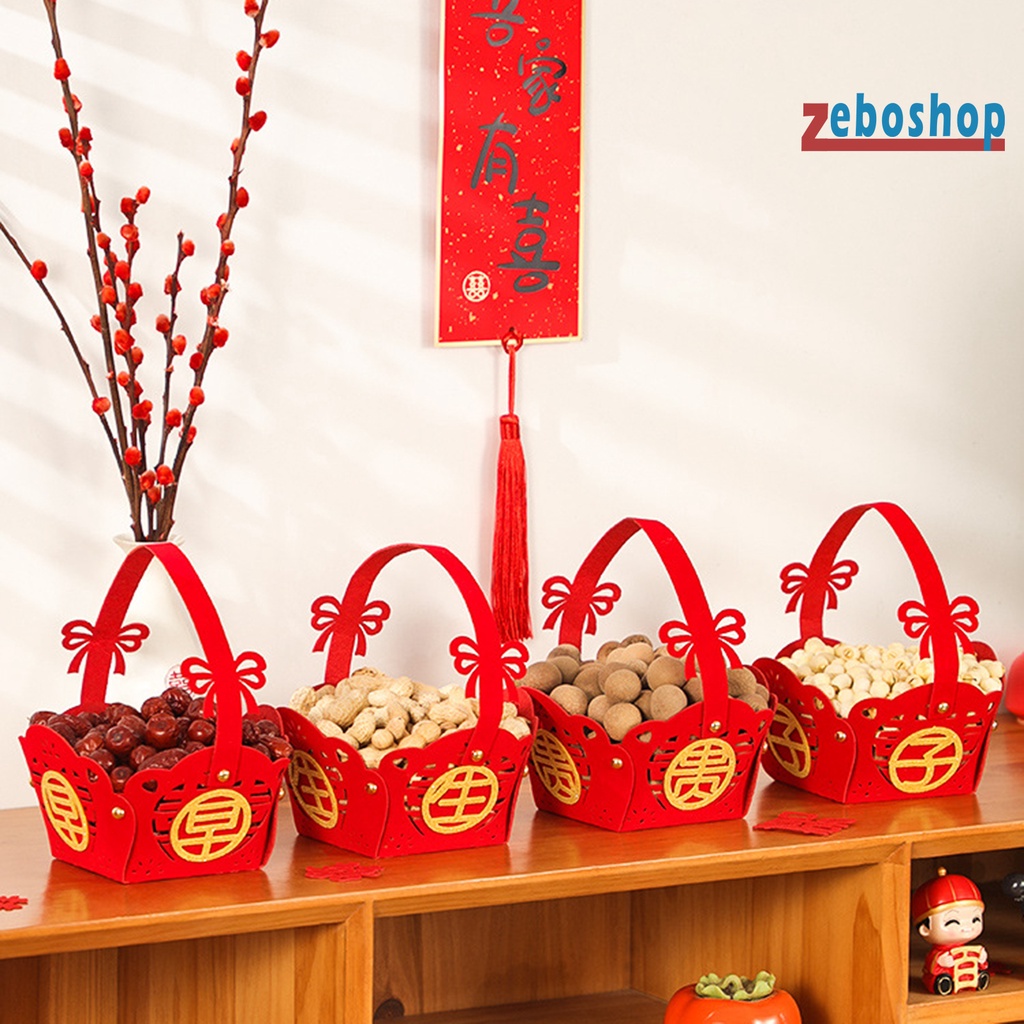 Giỏ Hấp Bánh Bao Bằng Vải Không Dệt Màu Đỏ Phong Cách Trung Hoa Chống Mài Mòn Tiện Dụng