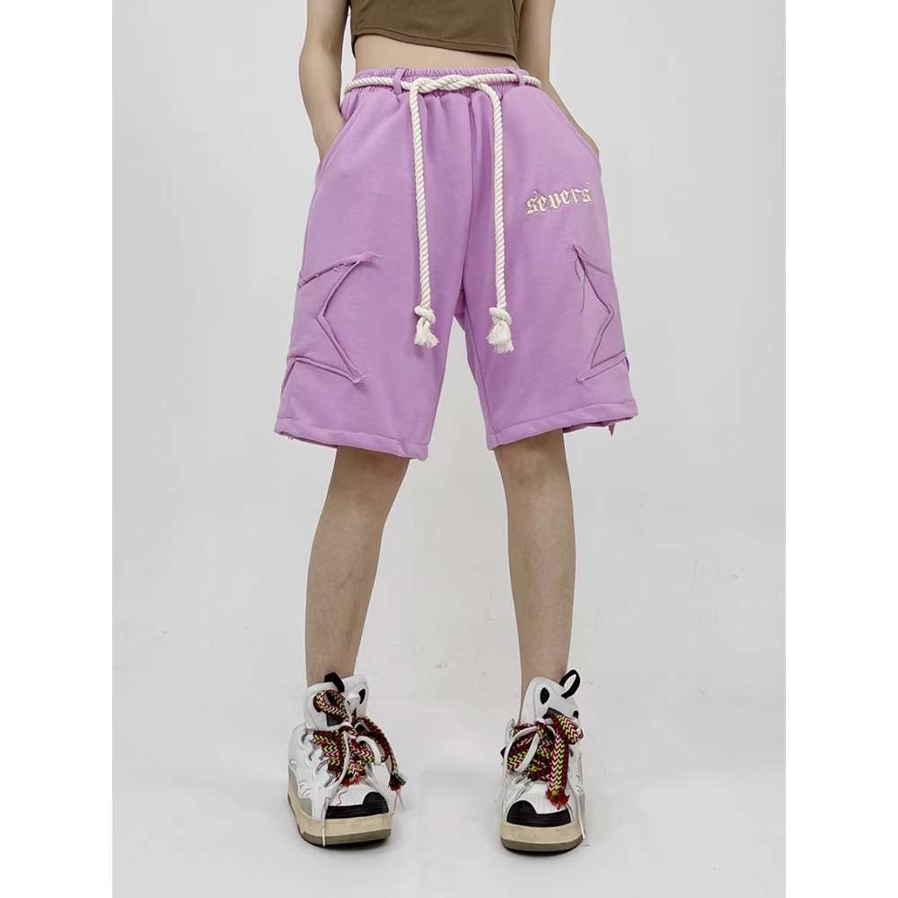 Quần Short Lưng Thun Ống Rộng Thêu Hình Ngôi Sao Phong Cách Mỹ Cổ Điển Thời Trang Mùa Hè Hàng Mới 2023 Dành Cho Bạn Nữ