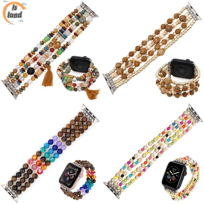 Dây Đeo Chuỗi Hạt 8mm Thay Thế Cho Đồng Hồ Iwatch 42 / 44mm