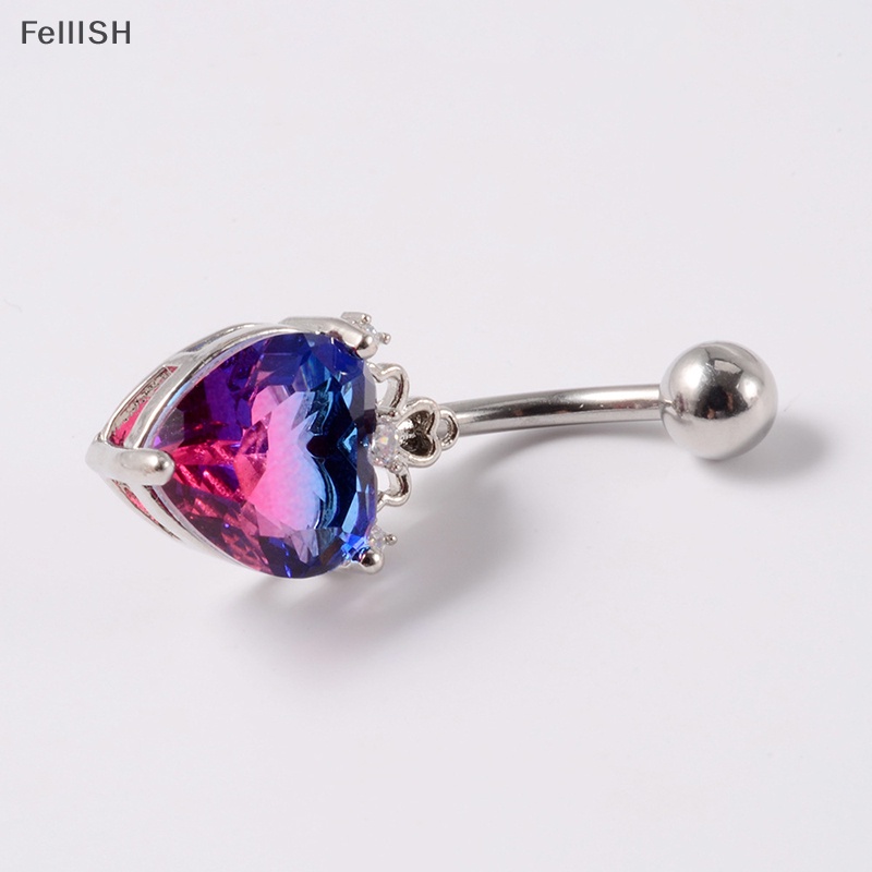 1 Khuyên Rốn Bằng Thép Đính Đá Zircon Hình Trái Tim Dễ Thương 439br