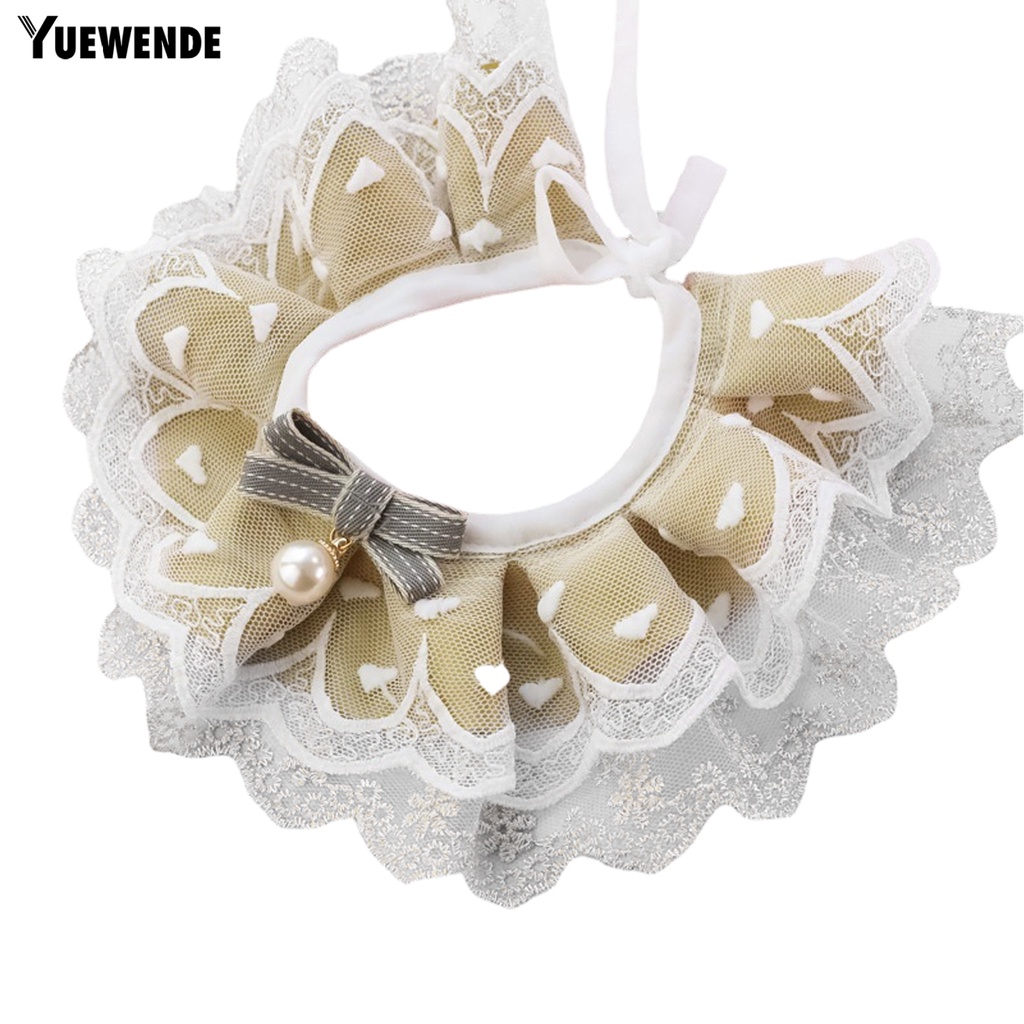 Yq.e Khăn Quàng Cổ Ren Lưới Thoáng Khí Ổn Định Chống Lạc Có Thắt Nơ Trang Trí Ngoài Trời Cho Thú Cưng