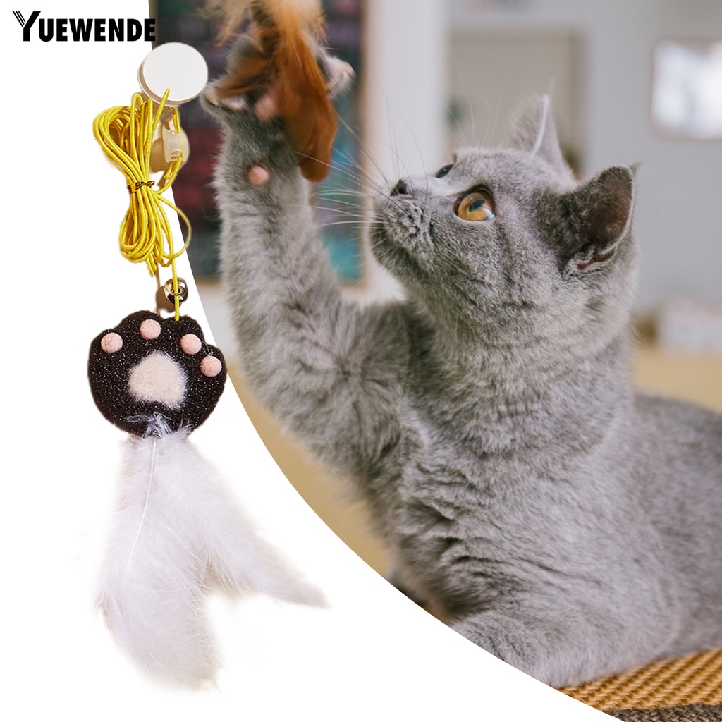 Đồ Chơi Dây Thừng Đính Lông Vũ Độ Co Giãn Cao Treo Trang Trí Cho Mèo Cưng