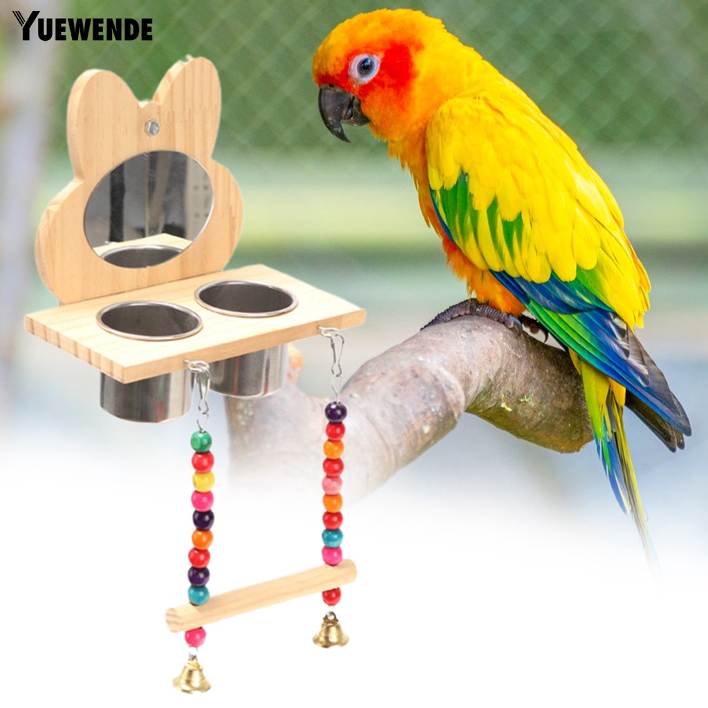 Yq.e Bộ Hộp Đựng Thức Ăn Cho Chim Bằng Thép Không Gỉ Tự Nhiên Tháo Rời Được Gắn Chuông Nhiều Màu Sắc