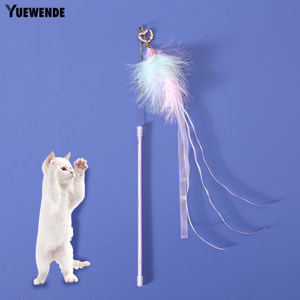 Gậy Trêu Mèo Đính Lông Vũ Tự Nhiên Tương Tác Với Ruy Băng Nổi Dài YQ.E
