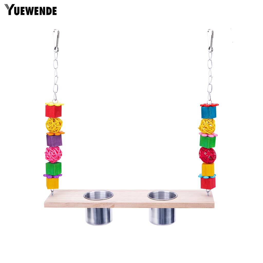 Giá Đỡ Đứng Kèm 2 Cốc Đựng Thức Ăn Có Thể Tái Sử Dụng Cho Chim Vẹt
