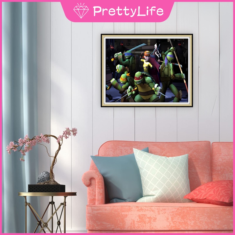 Bộ Tranh Đính Đá 5d Tự Làm 40x30cm / 50x40cm / 65x50cm Hình Ninja Rùa Cho Thanh Thiếu Niên