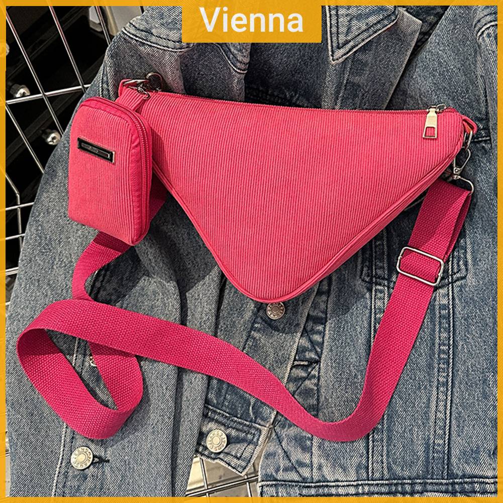 Túi Xách Đeo Chéo Hình Tam Giác Có Khóa Kéo Thời Trang Cho Nữ