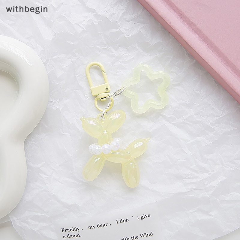 Móc Khóa Acrylic Hình Chú Chó / Ngôi Sao / Bóng Bay Màu Kẹo Dạ Quang Dễ Thương Thời Trang