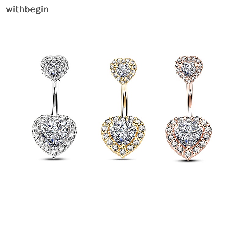 Khuyên Rốn Hình Trái Tim Đôi Bằng Thép Không Gỉ Cá Tính Cho Nữ