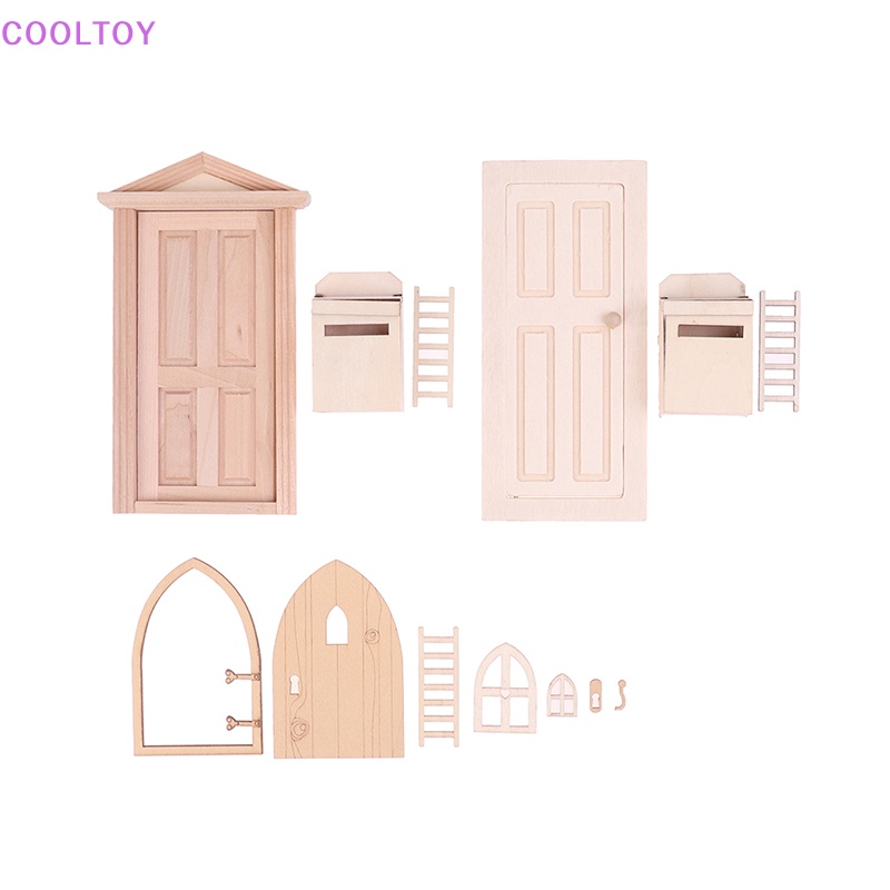 Bộ Cửa Gỗ Mini 1 / 12 Dùng Trang Trí Nhà Búp Bê DIY