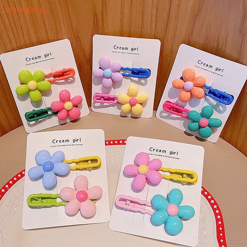 Set 2 Kẹp Tóc Hình Bông Hoa Nhiều Màu Sắc Phong Cách Cổ Điển Dễ Thương Cho Nữ