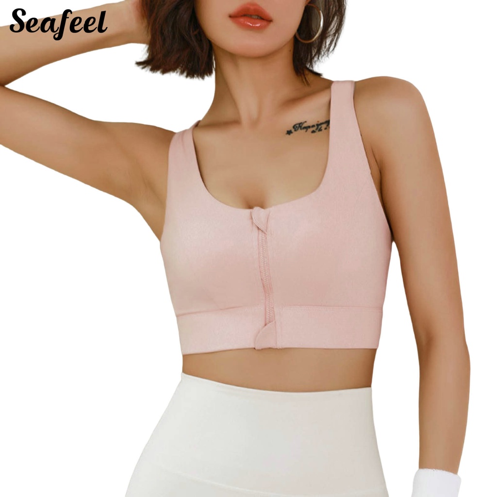 Áo Ngực Thể Thao Racerback Dây Bản Rộng Có Khóa Kéo Trước Chống Sốc