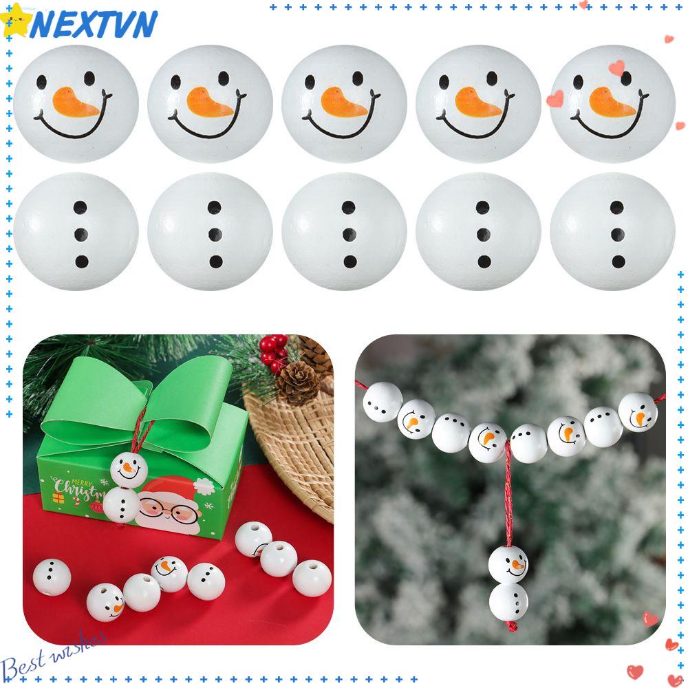 Bộ 10 Hạt Gỗ Xỏ Dây Dùng Trang Trí Giáng Sinh