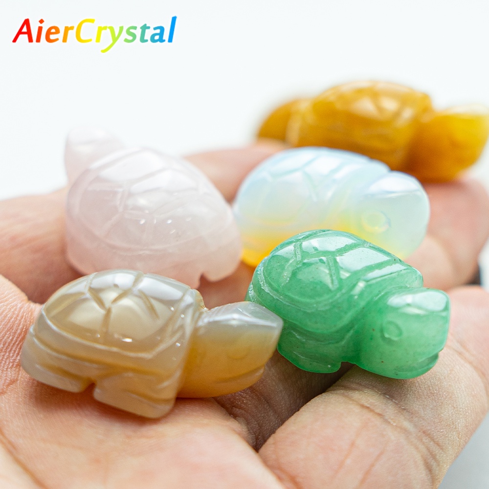 Tượng Rùa Bằng Đá Pha Lê Tự Nhiên 1 "Dễ Thương Dùng Trang Trí Nhà Cửa