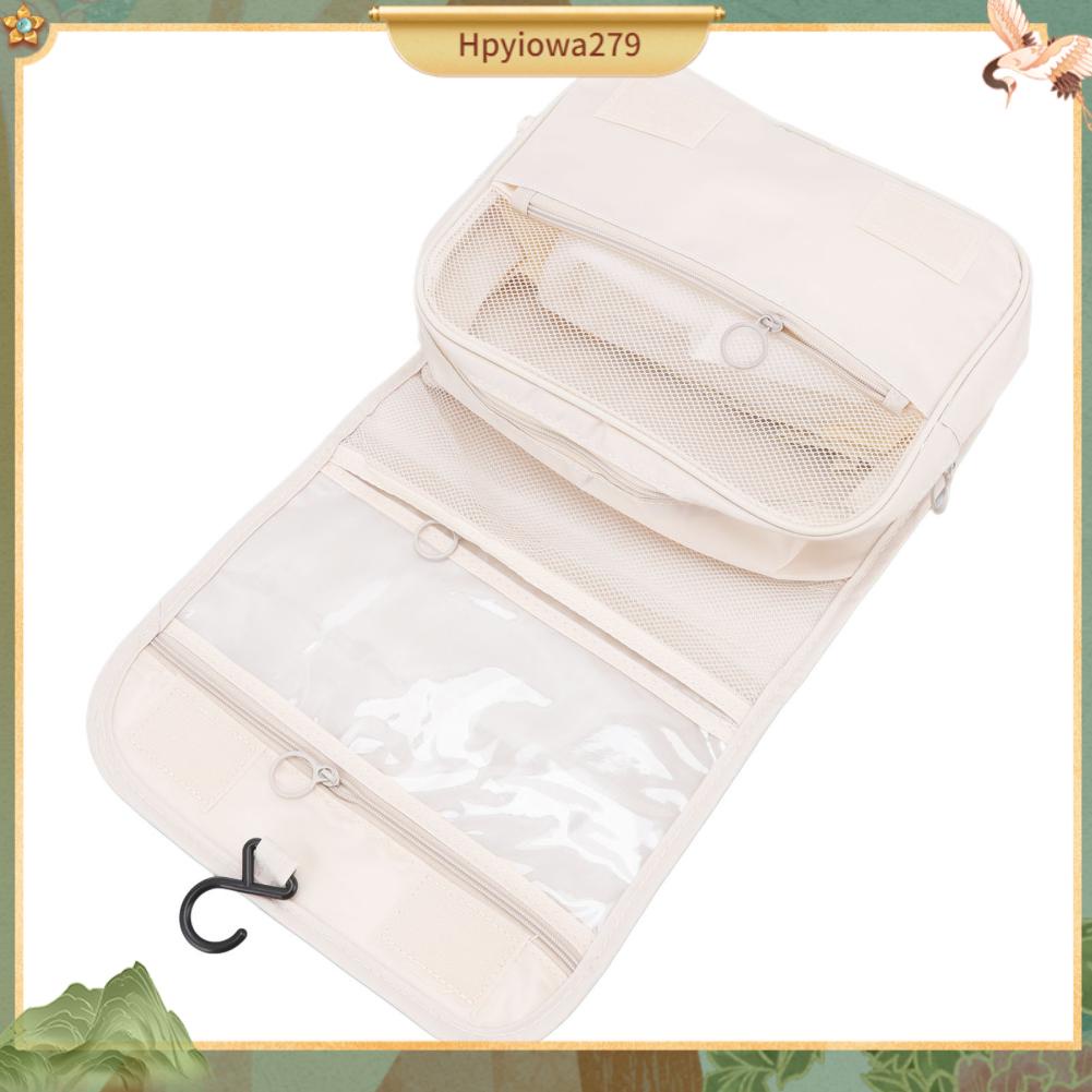 Ilikebag Túi Du Lịch Trang Điểm Có Móc Treo Màu Be Vệ Sinh Chống Thấm Nước Dành Cho Nữ Phụ Kiện