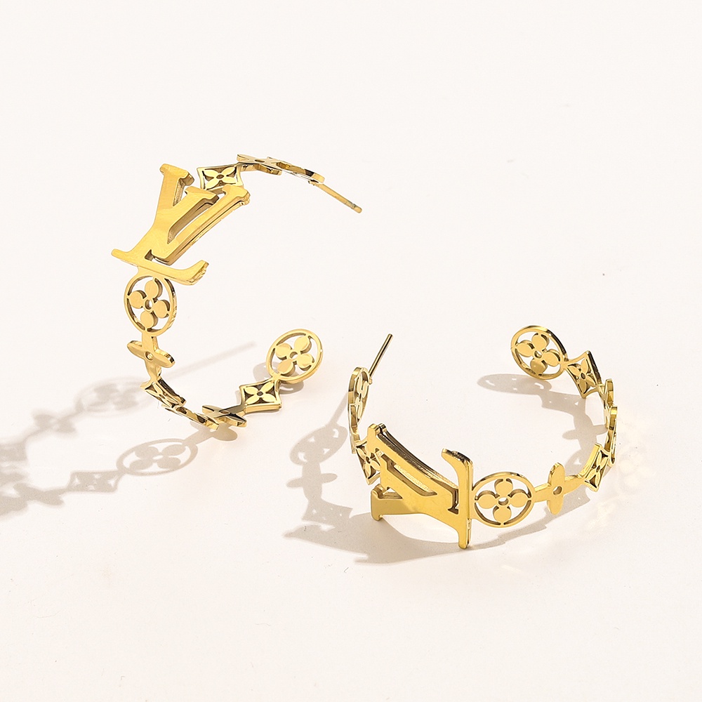 LOUIS VUITTON Bông Tai LV Bằng Thép Titan Thời Trang Cho Nữ