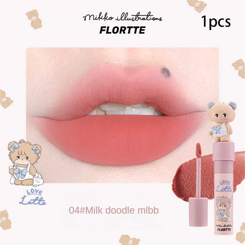 Flortte Sữa Bánh Son Kem Tập Trung Mềm Mại Son Men Chống Thấm Nước Chống Mồ Hôi Lâu Lip Tint DIRE
