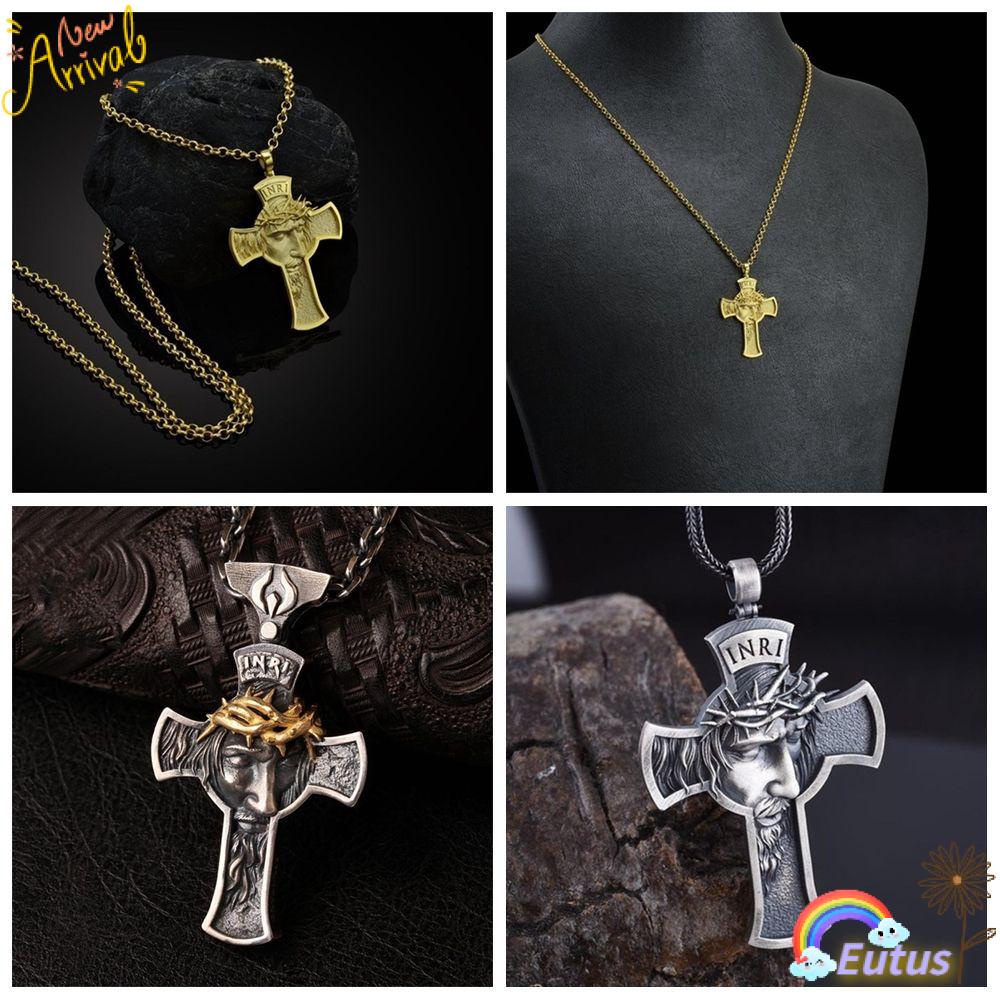 Vòng Cổ Choker Bằng Thép Titan Mặt Thánh Giá Phong Cách Retro