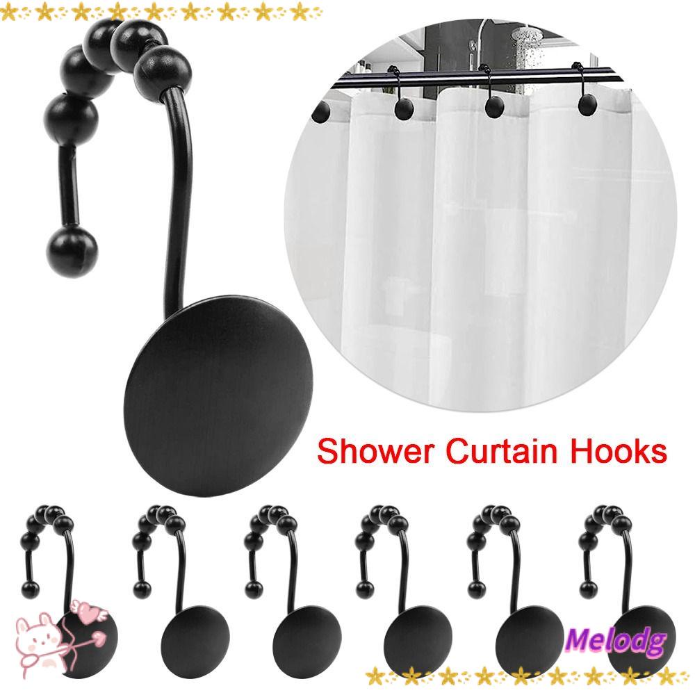 Bộ 12 Móc Treo Rèm Cửa Nhà Tắm Bằng Kim Loại Bền Chống Rỉ Sét